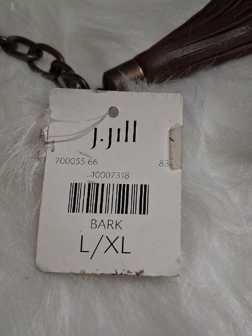 NWT J. Jill Boho Brown Leather Tassel Chain Belt-Bark Color-L/XL - Picture 6 of 6